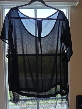 torrid Black Sheer Short Sleeve Blouse